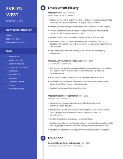Medical Clerk Resume