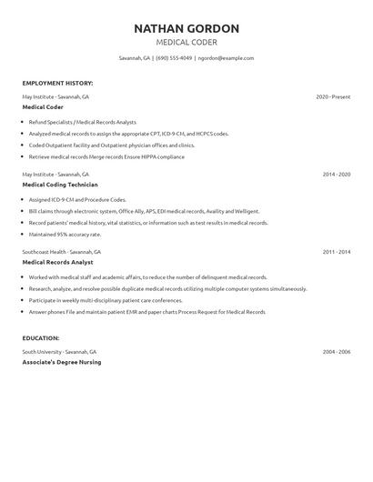 Medical Coder Resume