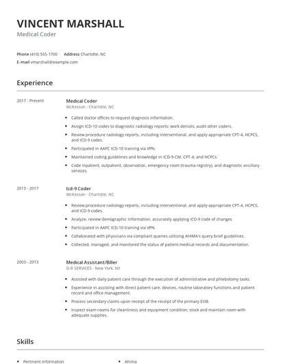 Medical Coder Resume