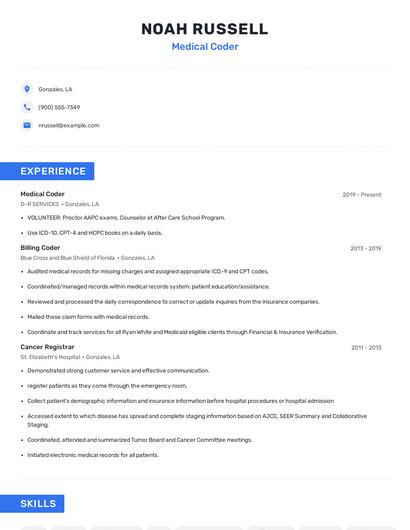 Medical Coder Resume