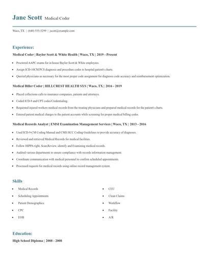 Medical Coder Resume
