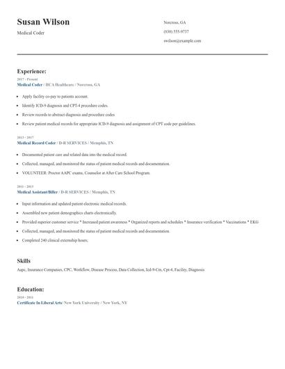 Medical Coder Resume
