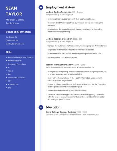 Medical Coding Technician Resume