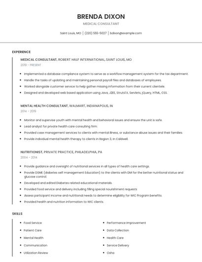 Medical Consultant Resume