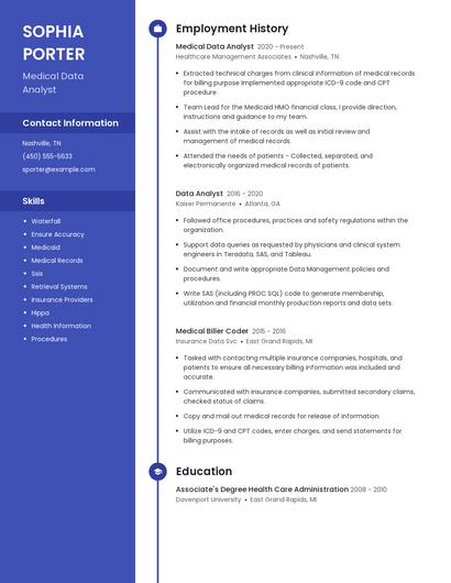 Medical Data Analyst Resume