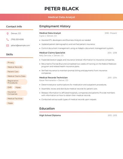 Medical Data Analyst Resume