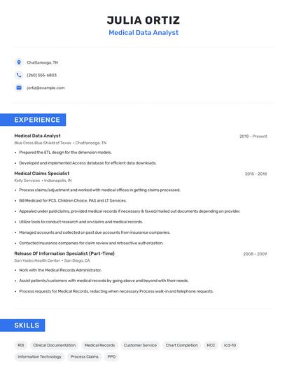 Medical Data Analyst Resume