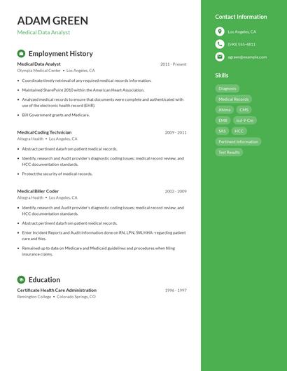 Medical Data Analyst Resume