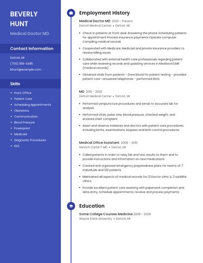 Medical Doctor MD Resume