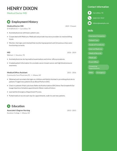 Medical Doctor MD Resume