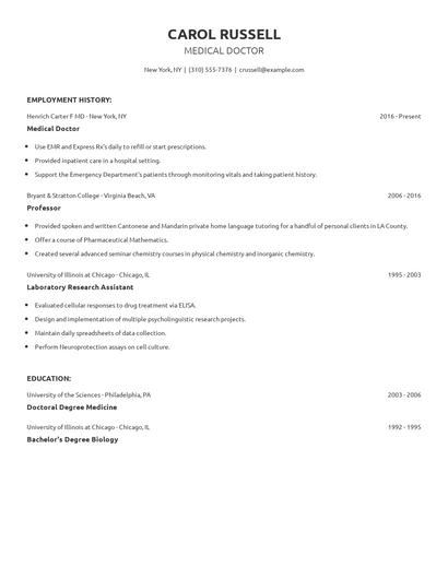 Medical Doctor Resume