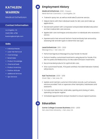 Medical Esthetician Resume