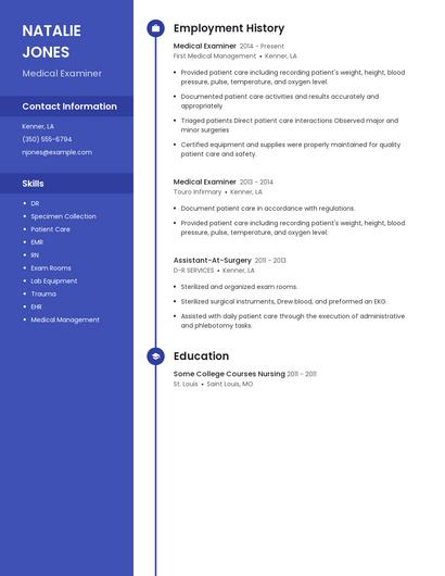 Medical Examiner Resume