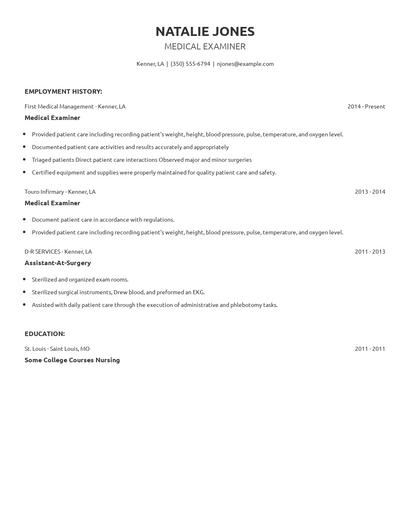 Medical Examiner Resume