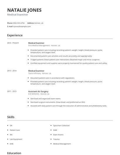Medical Examiner Resume