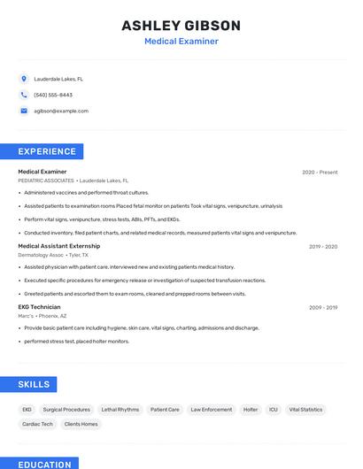 Medical Examiner Resume