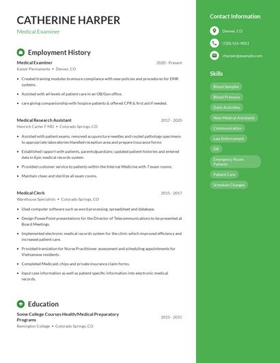 Medical Examiner Resume