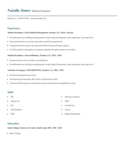 Medical Examiner Resume