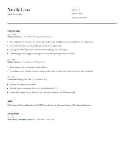 Medical Examiner Resume