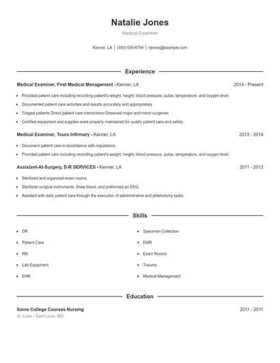Medical Examiner Resume