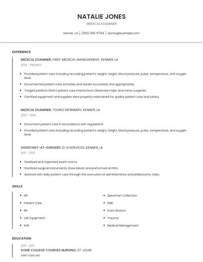 Medical Examiner Resume