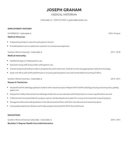 Medical Historian Resume