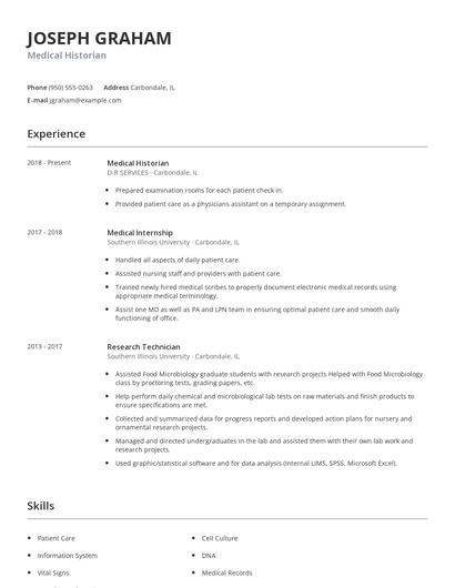 Medical Historian Resume