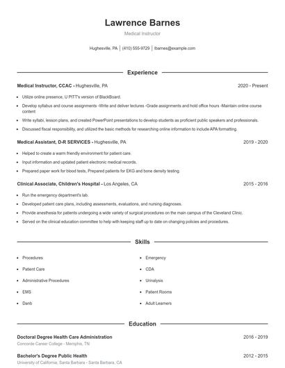 Resume example 1