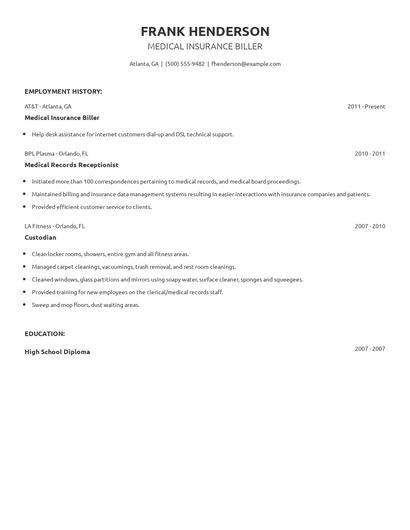 Medical Insurance Biller Resume
