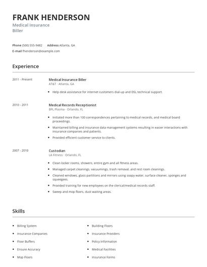 Medical Insurance Biller Resume