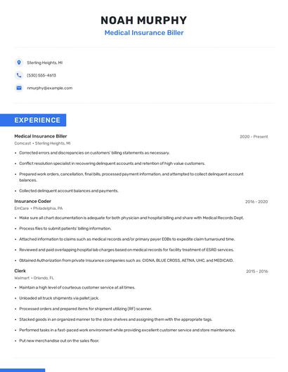 Medical Insurance Biller Resume
