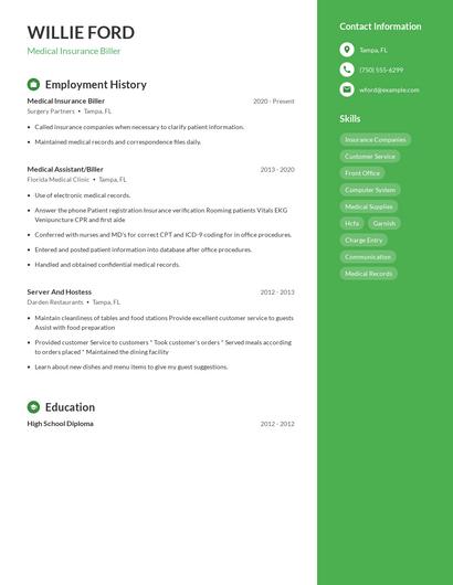 Medical Insurance Biller Resume