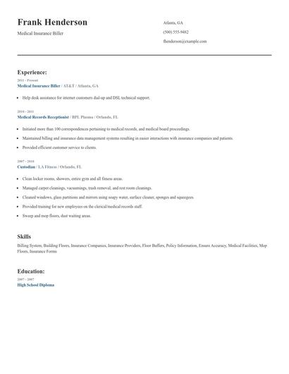 Medical Insurance Biller Resume