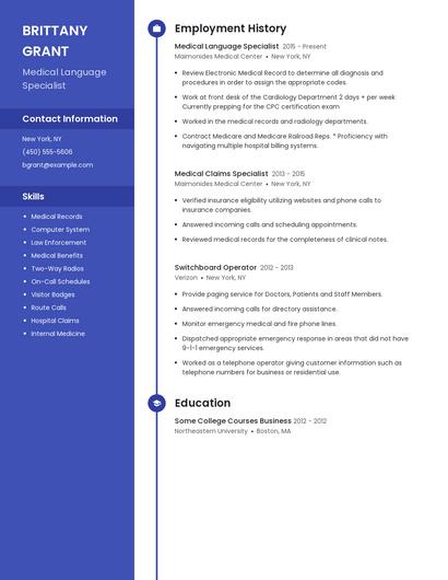 Medical Language Specialist Resume