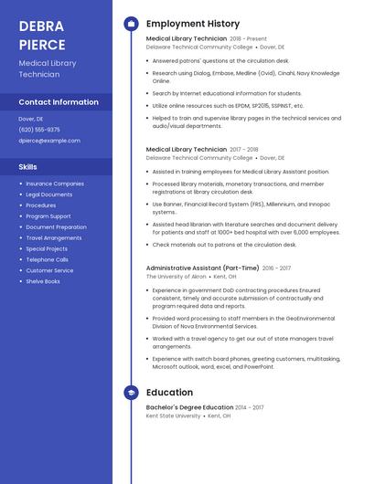 Medical Library Technician Resume