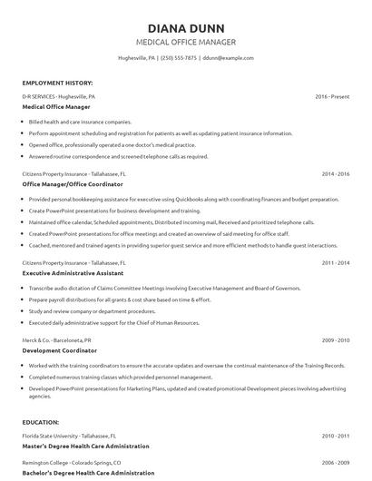Medical Office Manager Resume