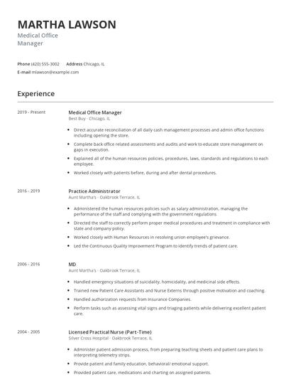 Medical Office Manager Resume