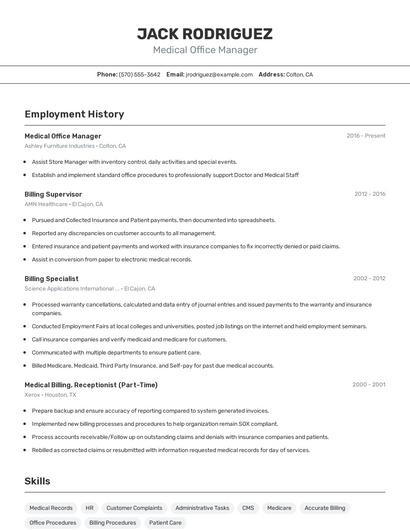 Medical Office Manager Resume