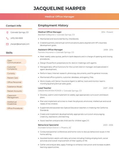 Medical Office Manager Resume