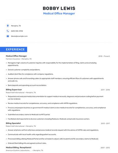 Medical Office Manager Resume
