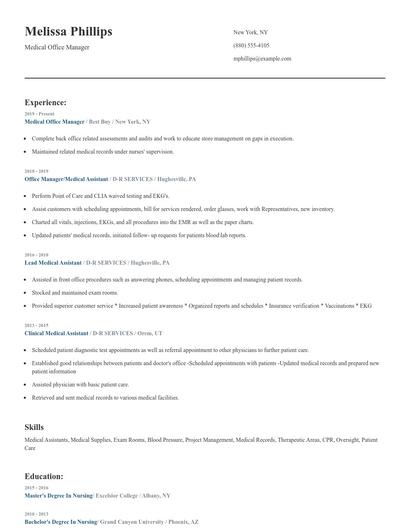 Medical Office Manager Resume