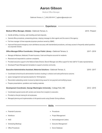 Medical Office Manager Resume