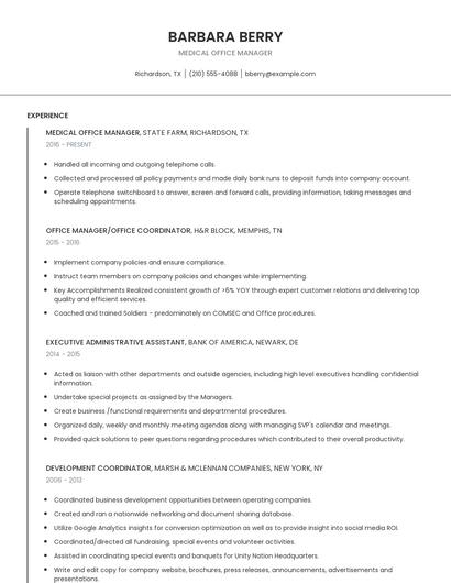 Medical Office Manager Resume