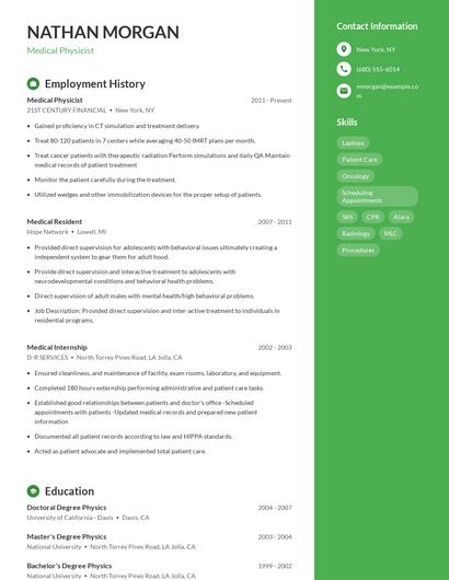 Medical Physicist Resume