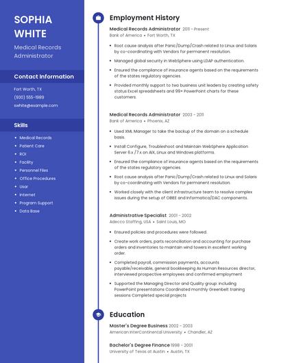 Medical Records Administrator Resume