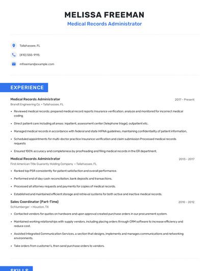 Medical Records Administrator Resume