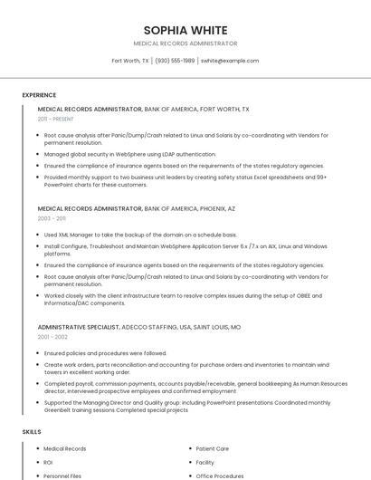 Medical Records Administrator Resume