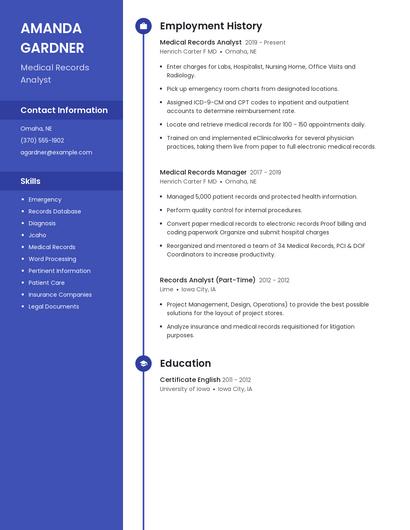 Medical Records Analyst Resume