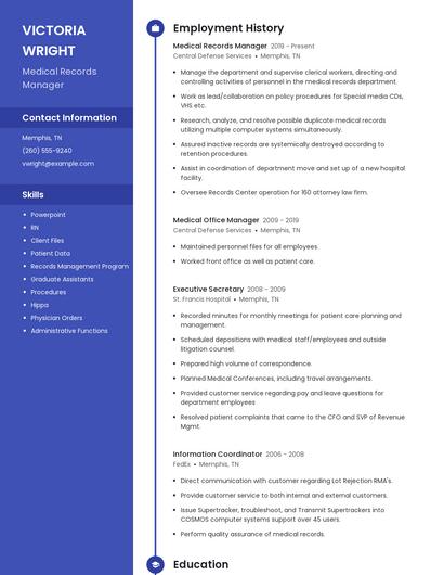 Medical Records Manager Resume
