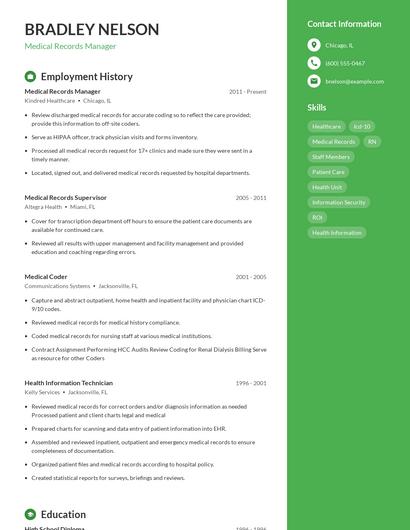 Medical Records Manager Resume